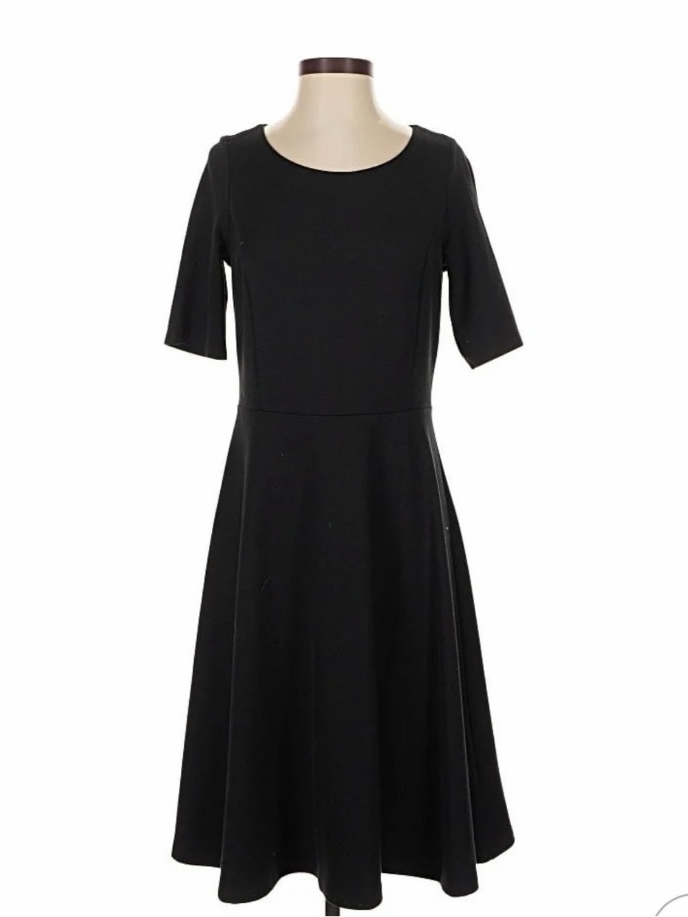 Lands' End Fit and Flare  Black Women's Dress with Crew Neck